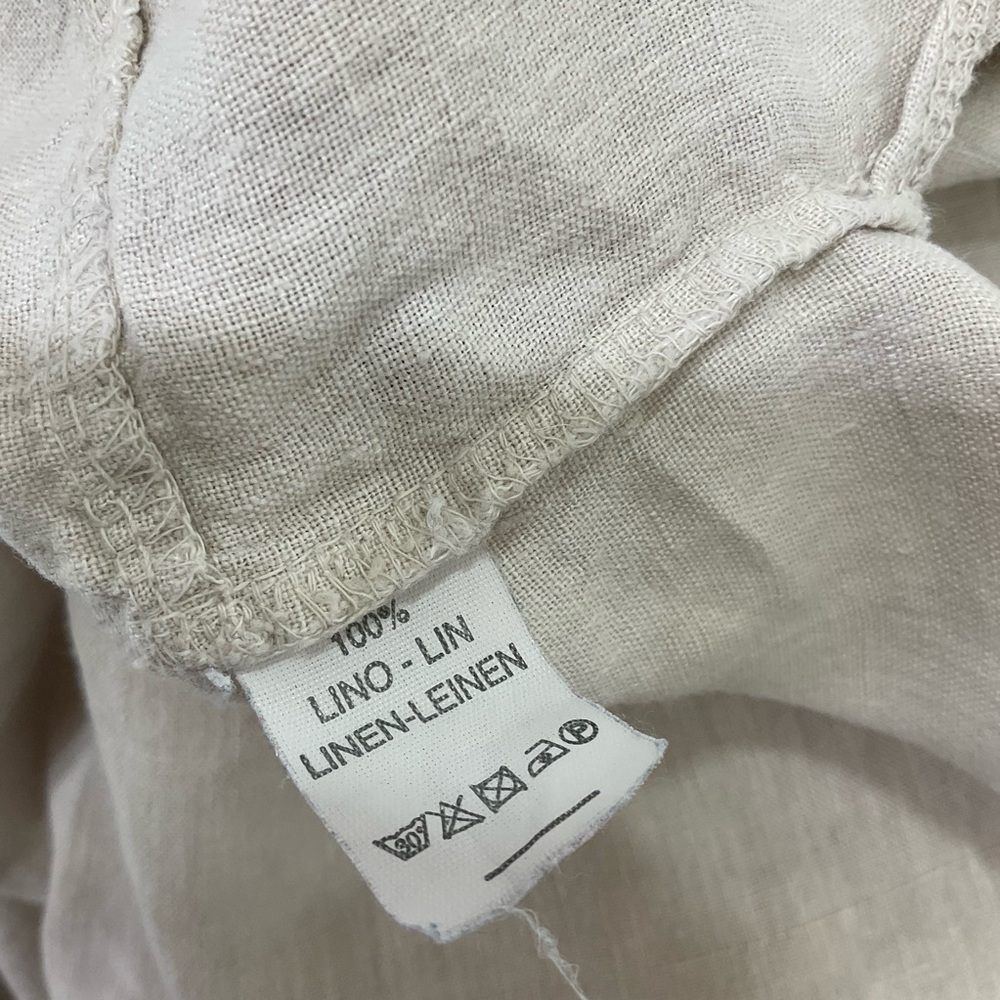 Made In Italy Beige 100% Linen Long Sleeve Pockets Button Down Shacket Shirt 3X - Picture 8 of 11